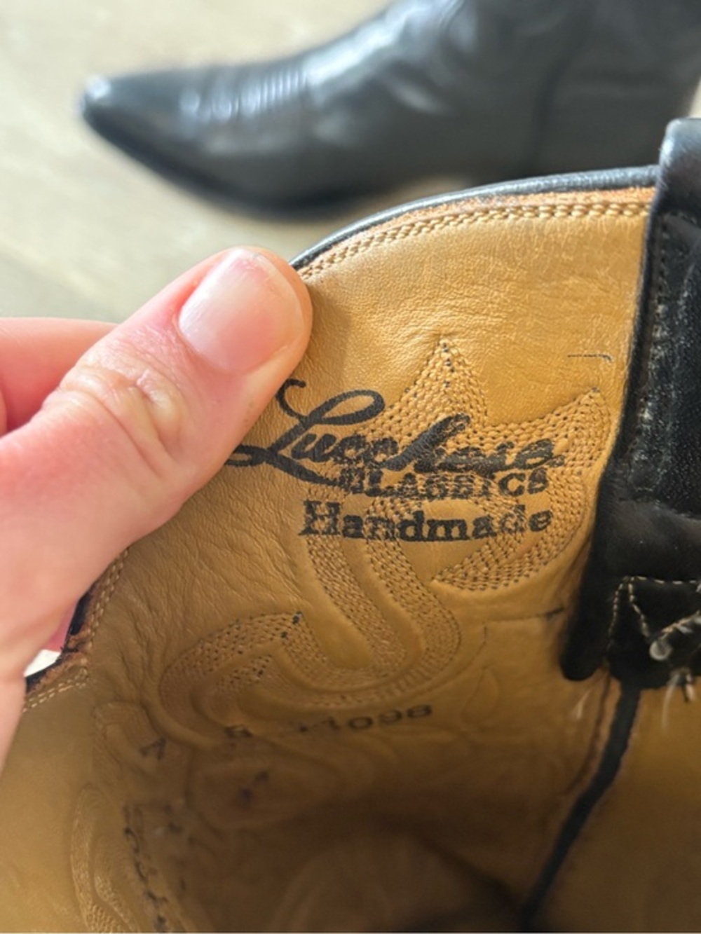 Lucchese Vintage Black Ranch Hand Cowboy Boots | Excellent Condition | Size 7 - Picture 2 of 10